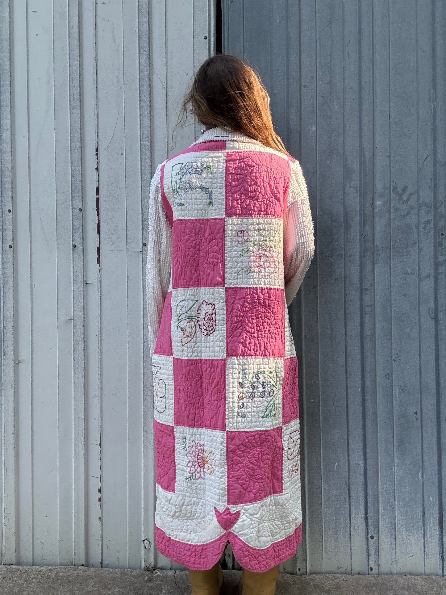 Embroidered Pink Duster M/L