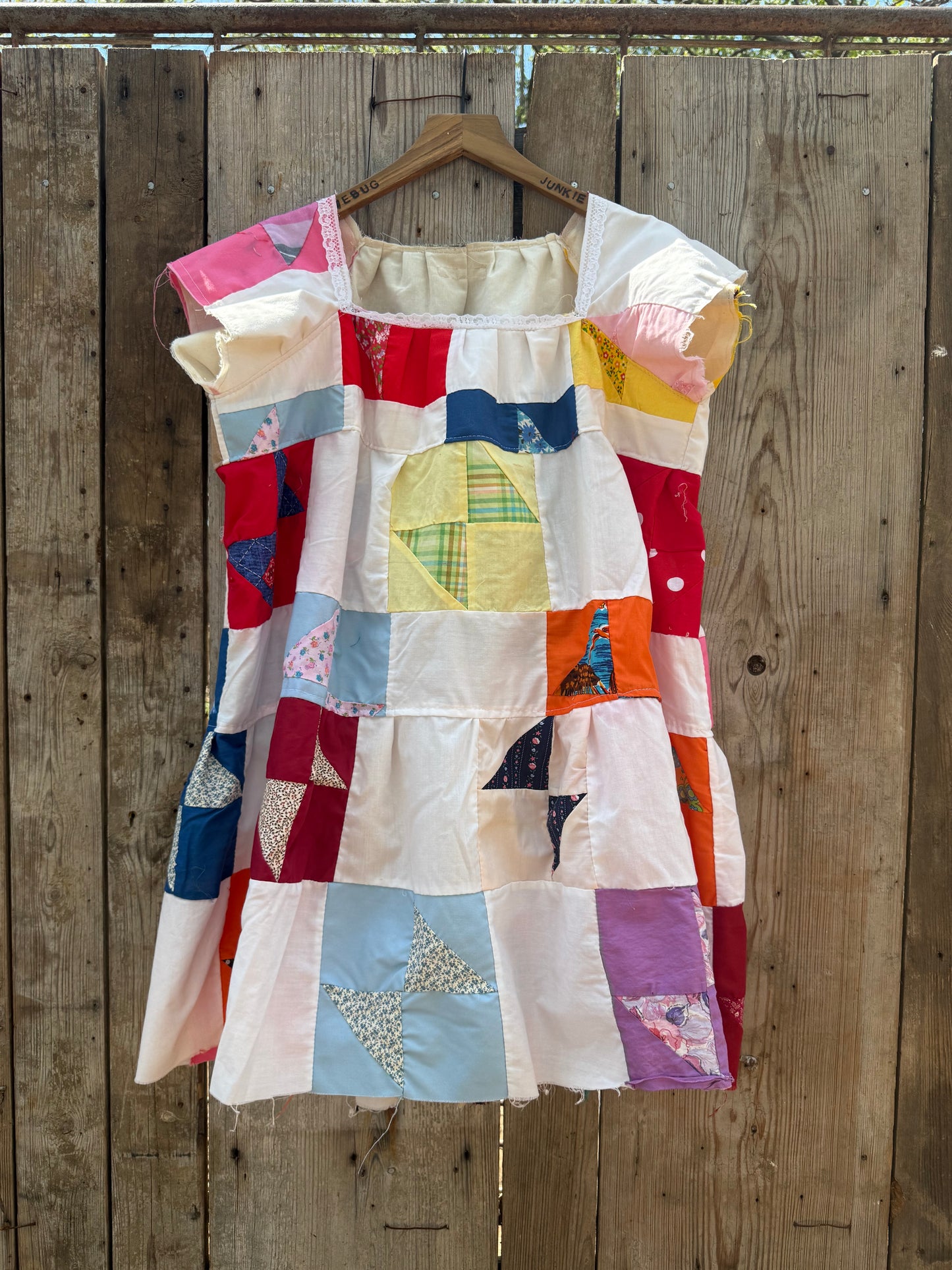 Rainbow Patchwork Babydoll Dress