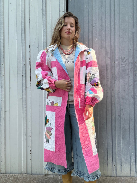 Pink Puff Sleeve Duster M/L