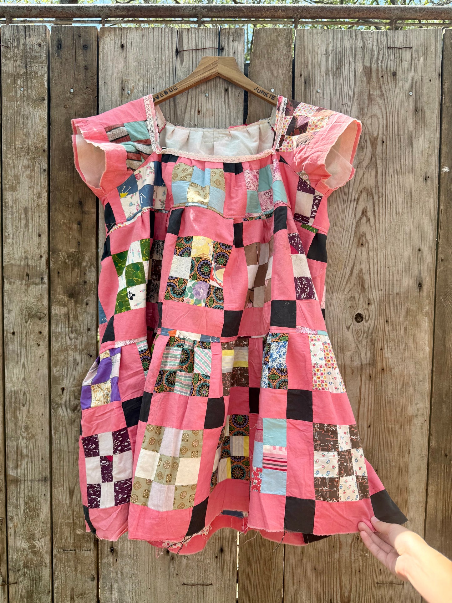 Pink Patchwork Babydoll Dress