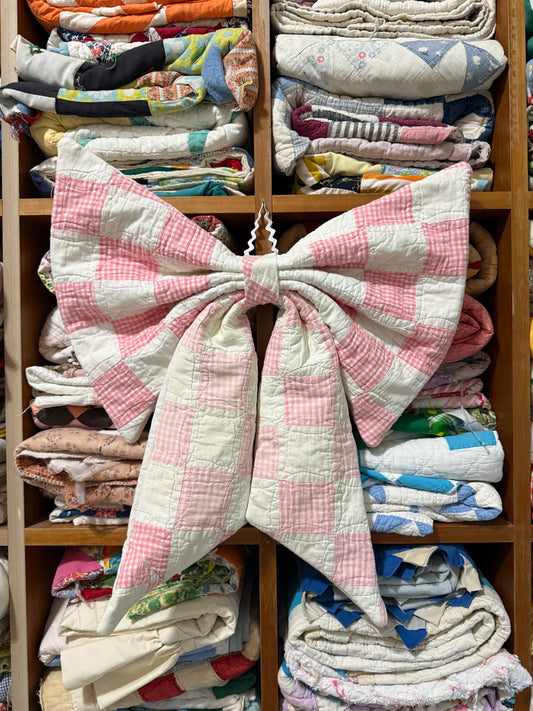 Pink Gingham Bow 1