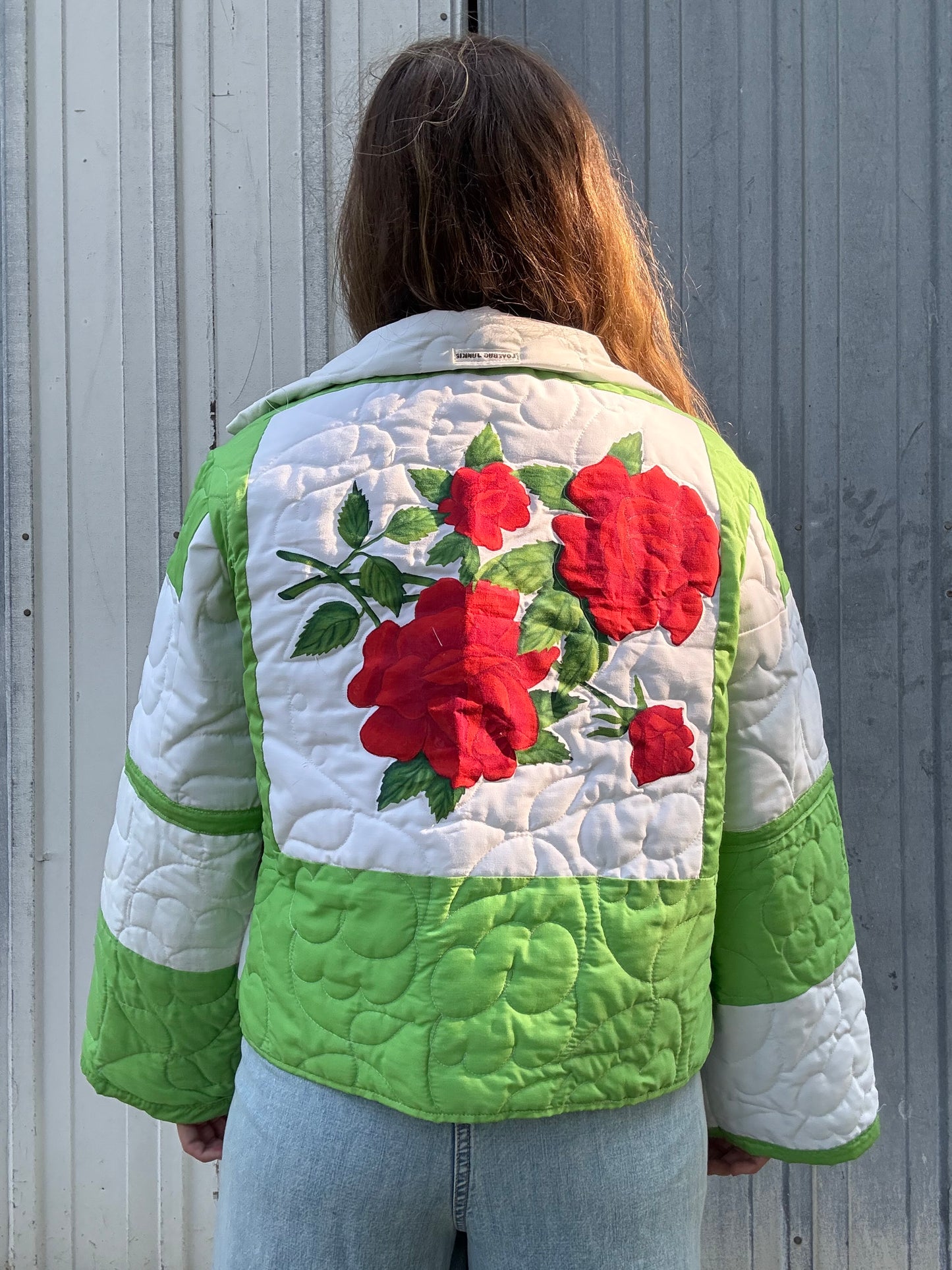 Hand-Painted Roses Quilt Jacket M/L
