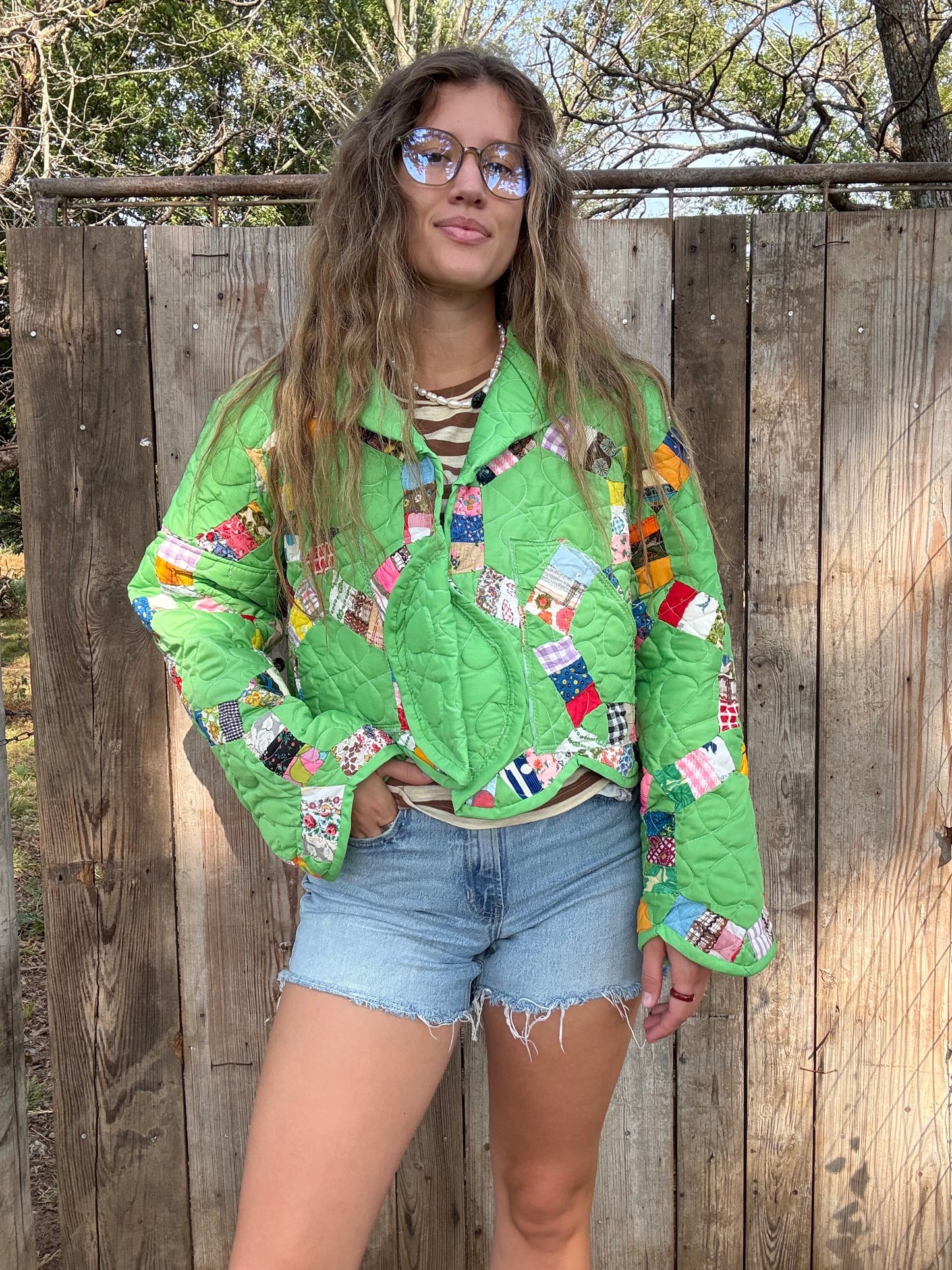 Green Scalloped Quilt Jacket L/XL