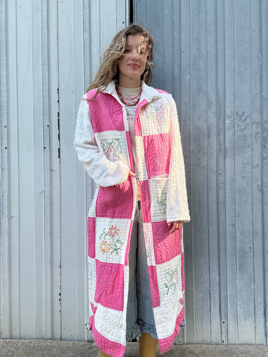 Embroidered Pink Duster M/L