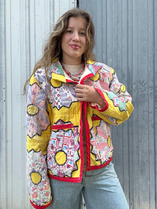 Yellow Dresden Quilt Jacket L/XL