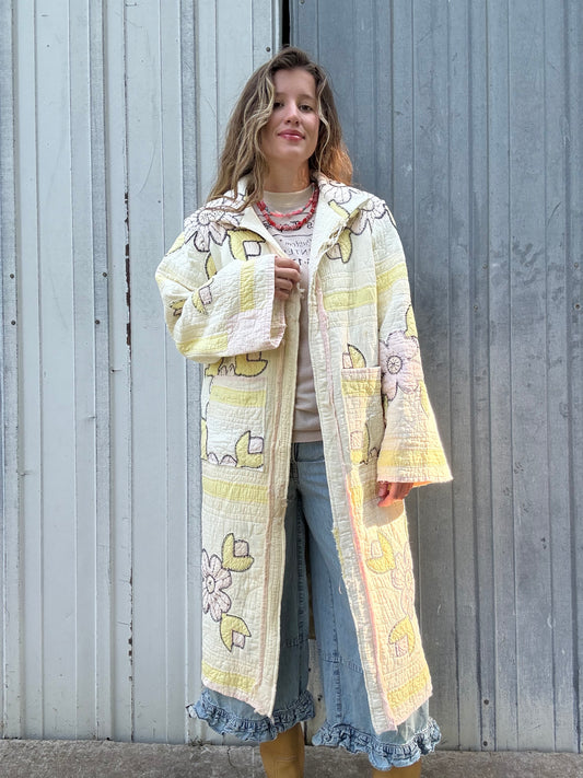 Butter Yellow Applique Duster M/L