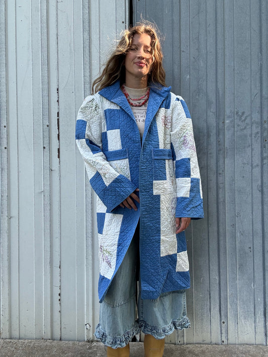 Embroidered Blue Duster M/L