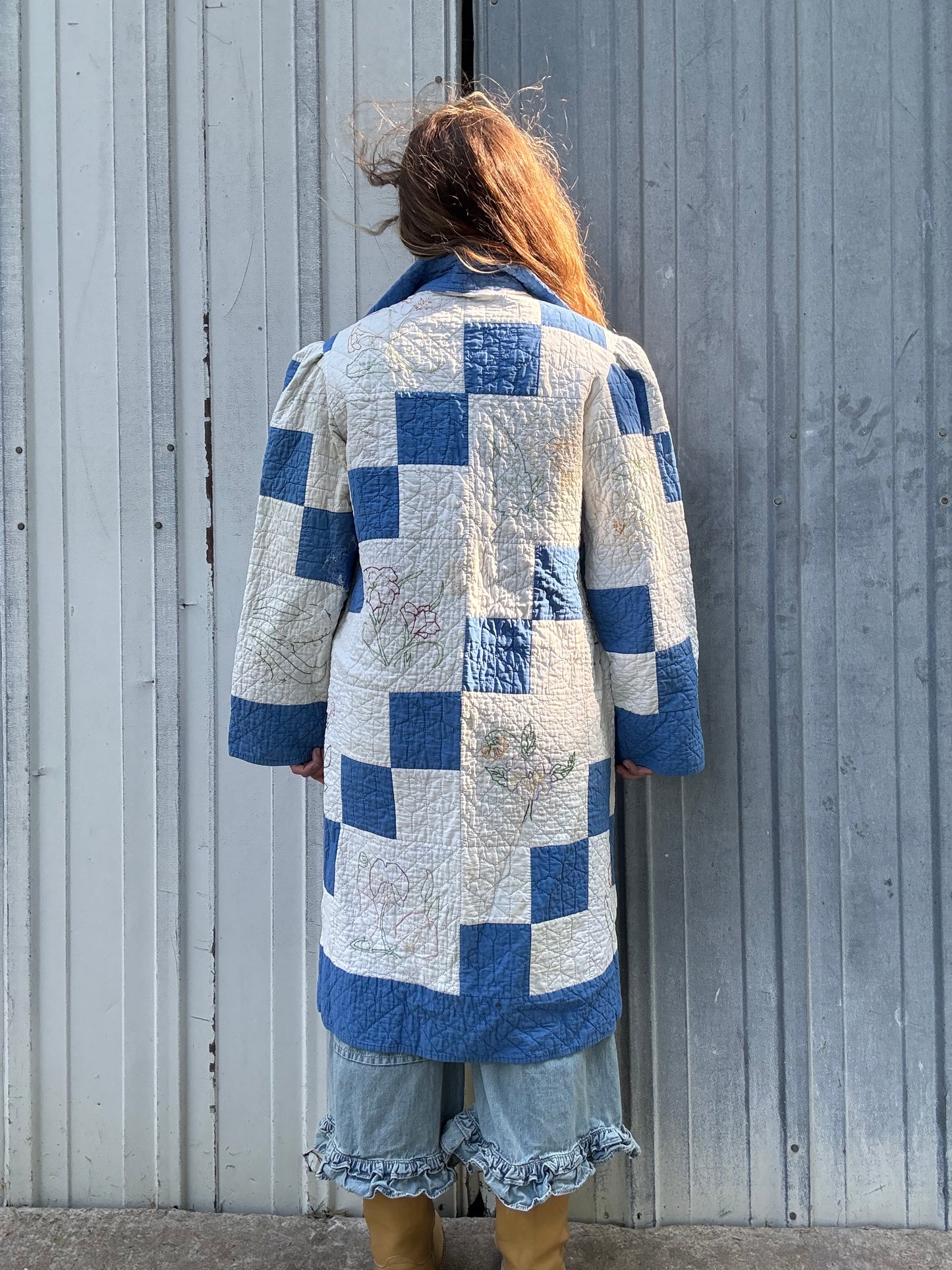 Embroidered Blue Duster M/L
